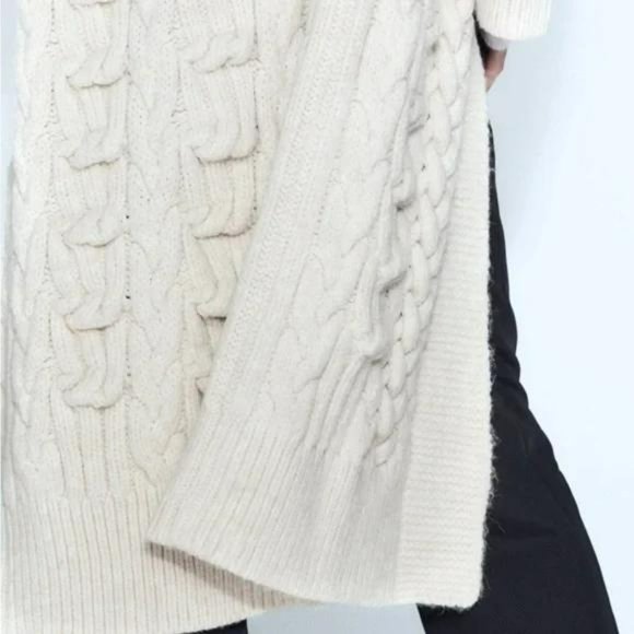 ZARA CABLE KNIT TEXTURED COAT - Picture 5 of 6